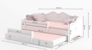 Lit enfant moderne design blanc <span class=keywords><strong>EMMA</strong></span> 160x80 avec fonction escamotable 2 matelas 2 cadres & canapé-lit à <span class=keywords><strong>lattes</strong></span> en bois - Product Image 3