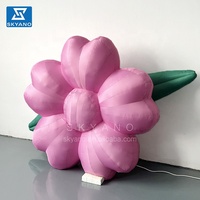 Fleurs de cerisier gonflables géantes roses de fleur de Sakura avec la feuille verte pour la décoration