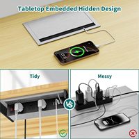Hub d'alimentation encastré LEGA Cube8P pour table de conférence, prise USB-C 30W, multiprise encastrée, 2 ports USB+C, 3 prises TR, interrupteur marche/arrêt, noir