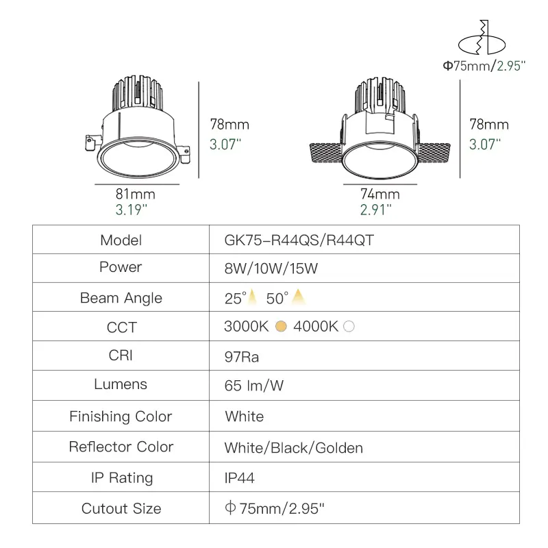 XRZLux防水IP44LED天井ダウンライト8W10W埋め込みトイレキッチンスポットライト屋内照明器具AC110-240V