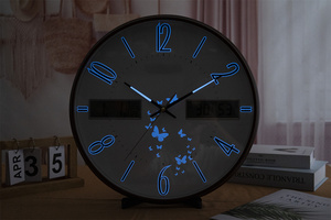 Đồng hồ treo tường hiển thị độ ẩm nhiệt độ ngày trong tuần đa chức năng dạ quang - Product Image 4