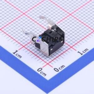 YTSD009A0432501A Tactile Switch Bent Lead Through Hole-4P,6x6mm Single Pole Single Throw Round Button 2.5N Right Angle Insert - Product Image 2