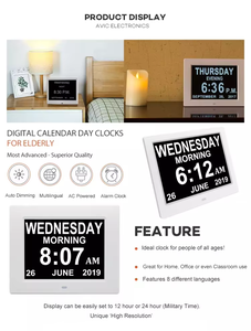 8-inch nhựa bền trường hợp kỹ thuật số Đồng hồ điện tử với báo động vĩnh viễn lịch và ngày hiển thị chúng tôi cắm LCD module - Product Image 3