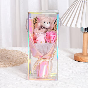 Factory direct <b>sales</b> Valentine's Day <b>gift</b> PVC <b>gift</b> box packaging rose soap flower romantic bear - Product Image 2