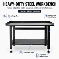 Banc de travail en acier robuste avec tiroirs verrouillables et pieds réglables pour atelier industriel et garage - Direct usine
