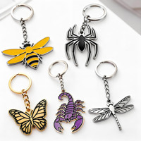 Porte-clés en métal personnalisé, émail doux, animaux, abeilles, artisanat en métal, alliage de zinc, plaqué or et argent, porte-clés pour cadeaux