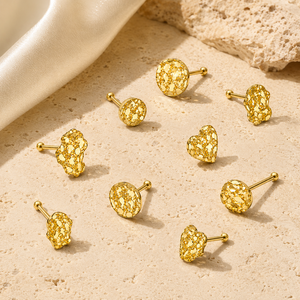 Anillo de Nariz con Diseño de Pepita de Oro Pulido CRYSPURE para Mujer, Forma de Corazón y Círculo, Joyería Corporal, Regalo Moderno y a la Moda para Ella - Product Image 4