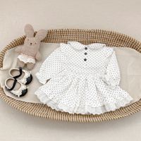Engepapa Vêtements pour enfants Printemps Hauts à manches longues à pois pour filles Jupe Pantalon Ensemble 2 pièces Coton Style ordinaire Europe Amérique