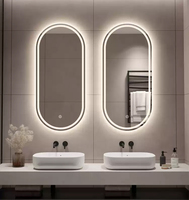 Miroir LED ovale au design personnalisable, avec fonction anti-buée en un clic en option, pour salle de bain