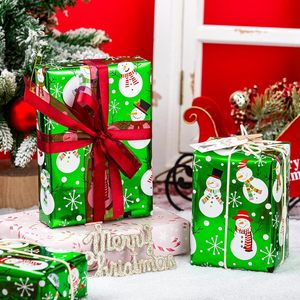 Green Christmas <b>Wrapping</b> <b>Paper</b> Snowman Design 17 Inch X 33 Feet Reversible Gift Wrap For Children Craft Use - Product Image 2