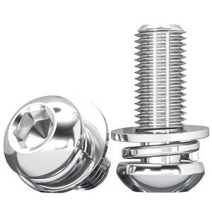 304 Stainless Steel Round Head Hex <b>Socket</b> <b>Screws</b> M4 M5 M6 M8 With Spring Washers ISO7380 Grade 8.8 - Product Image 1