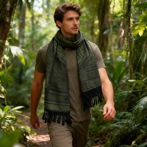 屋外通気性ポリエステルKeffiyehアラブスカーフユニセックススポーツエンターテインメントネックラップタッセルカジュアルシェマー110x110cm - Product Image 6