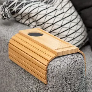 Bamboo <strong>Couch</strong> Cup Holder and Sofa Armrest Tray 2 in 1 <strong>Couch</strong> Arm Tray <strong>Foldable</strong> Sofa Arm Tray <strong>Table</strong> for Drinks - Product Image 1