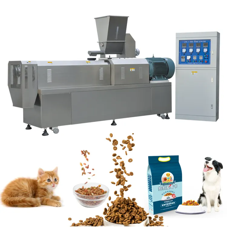 أغذية حيوانات أليفة جافة خط الإنتاج الكلب ماكينة تحضير الطعام طعام قطط معالجة خط