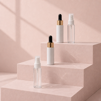 Vente directe usine – Flacon cosmétique transparent de 30 ml avec pompe pulvérisatrice, écologique, sérigraphie, bouchon à vis blanc en PET