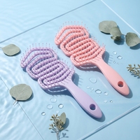 Brosse à cheveux incurvée en S, couleur pastel, avec logo personnalisé, pour volume et massage du cuir chevelu