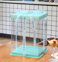 6 Farben erhältlich Transparenter Rand klar Hohe Kuchen box Papier deckel Flache Versand box für 8-Zoll-Kuchen