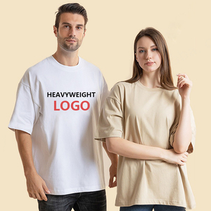 Haute qualité poids lourd 300 Gsm surdimensionné grande taille t-shirt unisexe coton blanc t-shirt Logo personnalisé coton lourd t-shirt pour hommes - Product Image 1