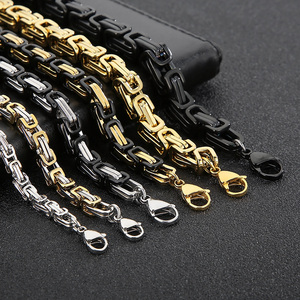 Pulsera Bizantina <span class=keywords><strong>KALEN</strong></span> de Acero Inoxidable con Eslabones de 4/5/6/7/8mm Estilo Hip Hop Bañada en PVD Oro de 18K, Plata o Negro - Product Image 2
