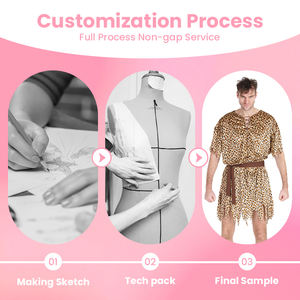 زي رجل الكهف للبالغين بنقشة الفهد مع حزام للحفلات التنكرية - Product Image 2