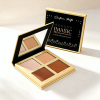 Palette de visage IMAGIC en gros, format voyage, 4 teintes, contour, bronzer, illuminateur, poudre fine moulue, multi-usages pour distributeurs