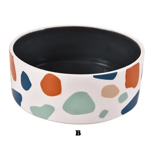 Stylish Terrazzo Pattern Pet Cat Dog Food Water Ceramic Bowl