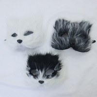 Masque en peluche Youki Halloween lumineux multicolore renard et chat demi-visage pour adulte, idéal pour les fêtes et les jeux de rôle