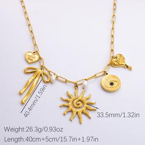 Zooying สร้อยคอสแตนเลส18K สร้อยคอลายดอกทานตะวันพร้อมจี้ห้อยคอรูปกระดูกไหปลาร้าพร้อมอุปกรณ์เสริมสำหรับผู้หญิง - Product Image 5