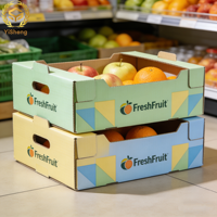 Caja de Embalaje de Mango Reutilizable Ecológica Personalizada al por Mayor, Caja de Cartón Corrugado para Envío de Frutas, Bandeja de Papel para Verduras Impresa