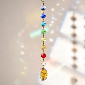 Decorazione appesa a parete di cristallo Prisma di vetro Suncatcher in vetro luce arcobaleno campanelli eolici da giardino ornamenti per auto