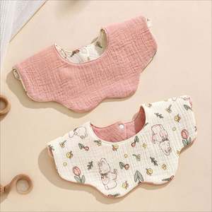 Organic Cotton Absorbent Muslin Bib for <b>Baby</b> Adjustable <b>Button</b> Reversible Design for Both Girl Boy Washable <b>Baby</b> - Product Image 4