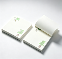Bloc-notes autocollant en carton artistique personnalisé, impression numérique, estampage à chaud, design végétal, bloc-notes mémo, papeterie de bureau, logo