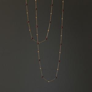 Kalung Batu Permata Kristal Pendek Panjang Garnet <span class=keywords><strong>Burgundy</strong></span> Alami Rantai Manik Emas Buatan Tangan Showfay Kadin - Product Image 3