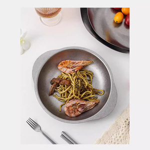Moderno casa campeggio cena piatto per Snack Barbecue preparazione di frutta 304 acciaio inossidabile a doppia orecchie per feste - Product Image 1