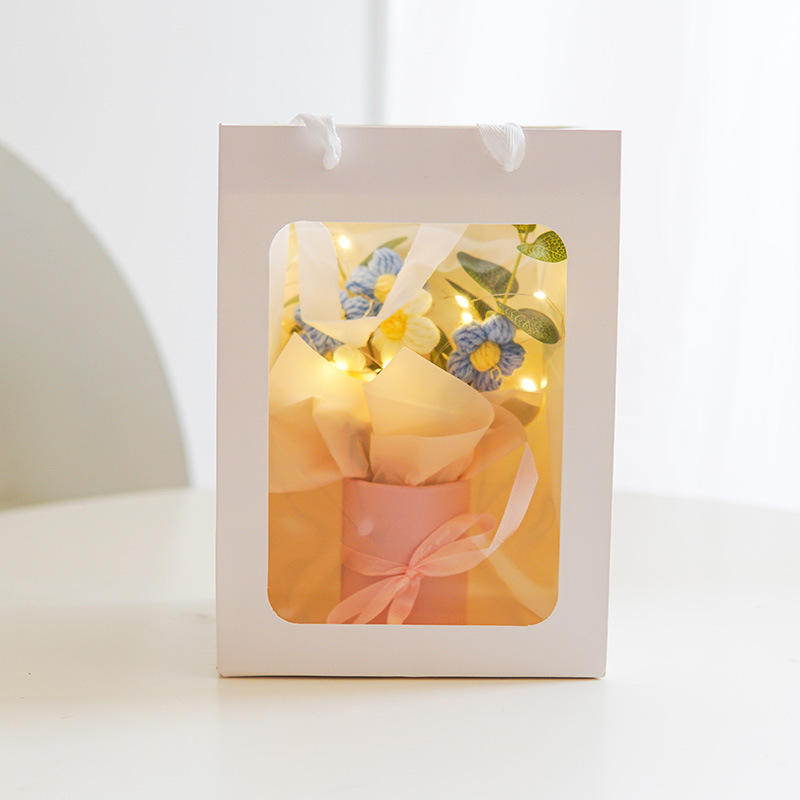 Puff flower gift bag style-blue