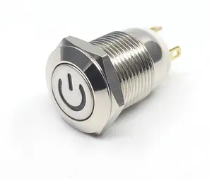 12mm on off Flat Metal Momentary Push Button with LED light