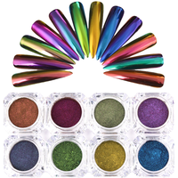 Pigmen Eyeshadow Chrome Efek Cermin Pelangi SH, Bubuk Kosmetik Warna Berubah, Single Magnetic Pans, Riasan Mata