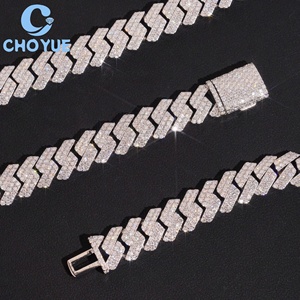 Custom 925 Sterling Silver 14mm 2rows Moissanite Cuban Link <b>Chain</b> Necklace Men's Hiphop Style <b>Iced</b> <b>Out</b> Jewelry - Product Image 6