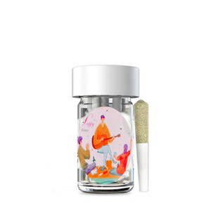 Pre-Roll 5 Pack Jeeter Smell Proof Glass Hemp Storage Jar W/Child Proof Lids / label Sticker