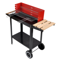 SEJR — Barbecue chariot Portable noir, gril avec Table latérale en bois 85.2x, pour l'extérieur, noir