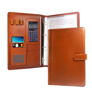 Leather Document Organizer Multifunktion ales A4-Kompendium Personal isierte Konferenz aufhängung dateien <span class=keywords><strong>4</strong></span> Ringbinder-Portfolio - Product Image 1