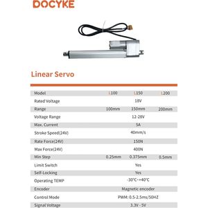 Docyke <b>Linear</b> Servo <b>Actuator</b> 100 150 200 Mm Stroke For Diy Robot Arduino Pcb Remote Control - Product Image 5