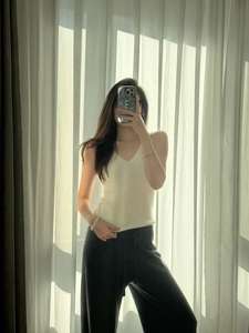 [Blis] commovente. Imbracatura Basic in puro Cashmere con scollo a V in <span class=keywords><strong>bianco</strong></span> e nero - Product Image 6