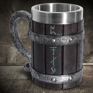 Mug en résine en forme de baril de <span class=keywords><strong>bière</strong></span> Viking WJA23, grande capacité, double paroi, en acier inoxydable, rétro, 22 oz, style baril de chêne, Copas Taza - Product Image 4