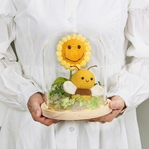Custom Smiling Sunflower Nightlight <b>Bee</b> Woolen Crochet Hook Handmade Bouquet <b>Gift</b> for Valentine's Day - Product Image 2
