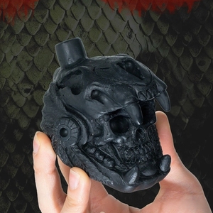 Handicraft Aztec Death <b>Whistle</b> Ceramic Screaming Sound <b>Whistle</b> Antique Silver Matte Black Ornament For Halloween Gift - Product Image 2