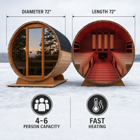 Sauna en bois de cèdre canadien pour 3-4 personnes, extérieur, avec infrarouge lointain, pour la famille
