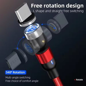 Câble USB magnétique OEM Micro chargeur de type C pour iPhone 12 Mini 11 Pro Max Charge rapide Rotation à 540 degrés Cordon rouge pour <span class=keywords><strong>IOS</strong></span> - Product Image 2