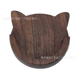 Black Walnut <b>Solid</b> <b>Wood</b> <b>Desk</b> Organizer Cat Shape Storage Tray For Home Office Use - Product Image 5