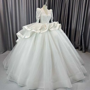 Lscm78 Luxury Ivory <b>Wedding</b> Dress Beaded Appliques Ball Gown Sweetheart Neckline Chapel Train Floor-Length Bridal Dress for - Product Image 4